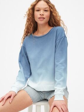 GAP ombré Blue Vintage Soft Relaxed Tie-Dye Crewneck Sweatshirt
